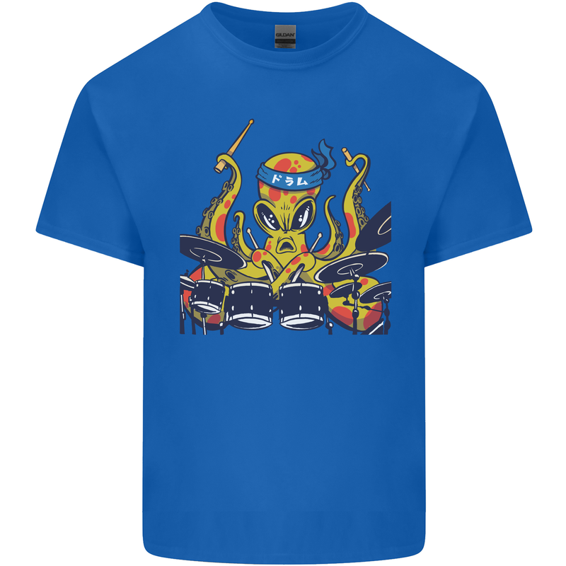 Octopus Drummer Drumming Drum Funny Mens Cotton T-Shirt Tee Top Royal Blue