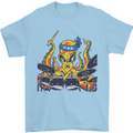 Octopus Drummer Drumming Drum Funny Mens T-Shirt Cotton Gildan Light Blue