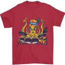Octopus Drummer Drumming Drum Funny Mens T-Shirt Cotton Gildan Red