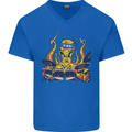 Octopus Drummer Drumming Drum Funny Mens V-Neck Cotton T-Shirt Royal Blue