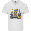 Octopus Drummer Drumming Drum Funny Mens V-Neck Cotton T-Shirt White