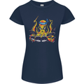 Octopus Drummer Drumming Drum Funny Womens Petite Cut T-Shirt Navy Blue
