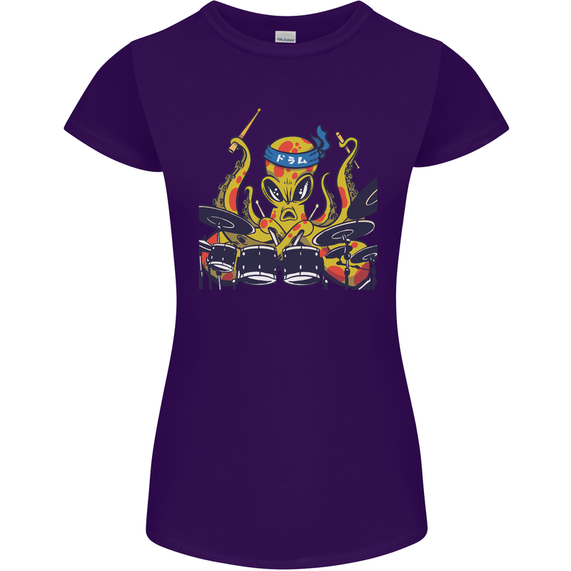 Octopus Drummer Drumming Drum Funny Womens Petite Cut T-Shirt Purple