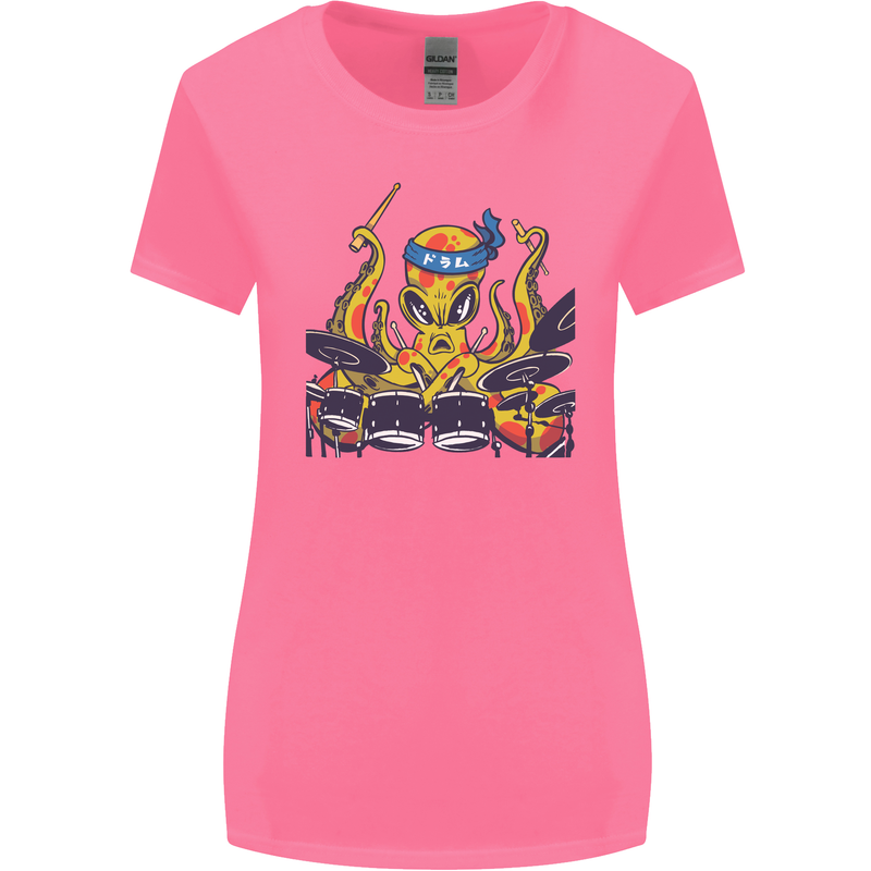 Octopus Drummer Drumming Drum Funny Womens Wider Cut T-Shirt Azalea