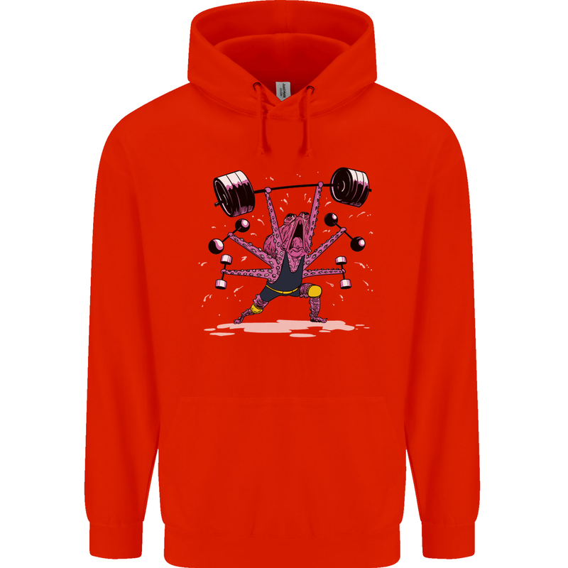 Octopus Gym Training Top Bodybuilding Childrens Kids Hoodie Bright Red