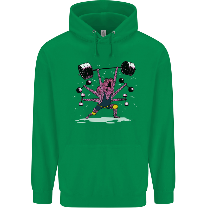 Octopus Gym Training Top Bodybuilding Childrens Kids Hoodie Irish Green