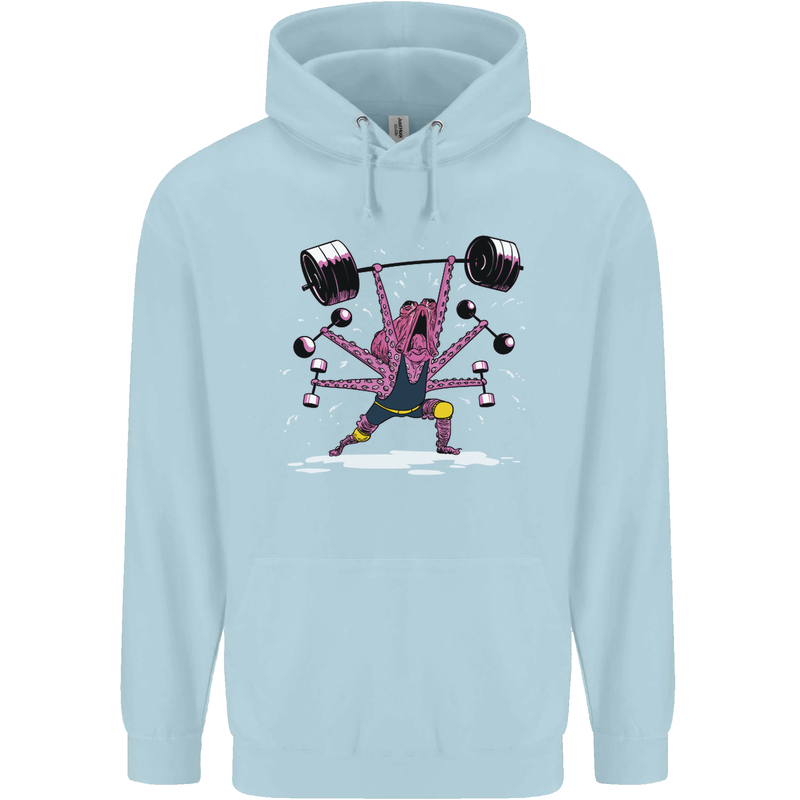 Octopus Gym Training Top Bodybuilding Childrens Kids Hoodie Light Blue