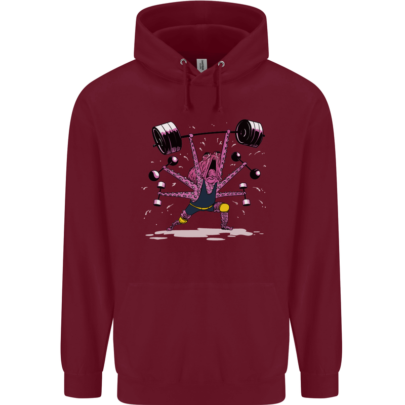 Octopus Gym Training Top Bodybuilding Childrens Kids Hoodie Maroon