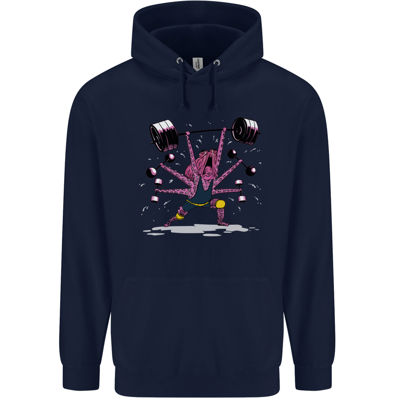 Octopus Gym Training Top Bodybuilding Childrens Kids Hoodie Navy Blue