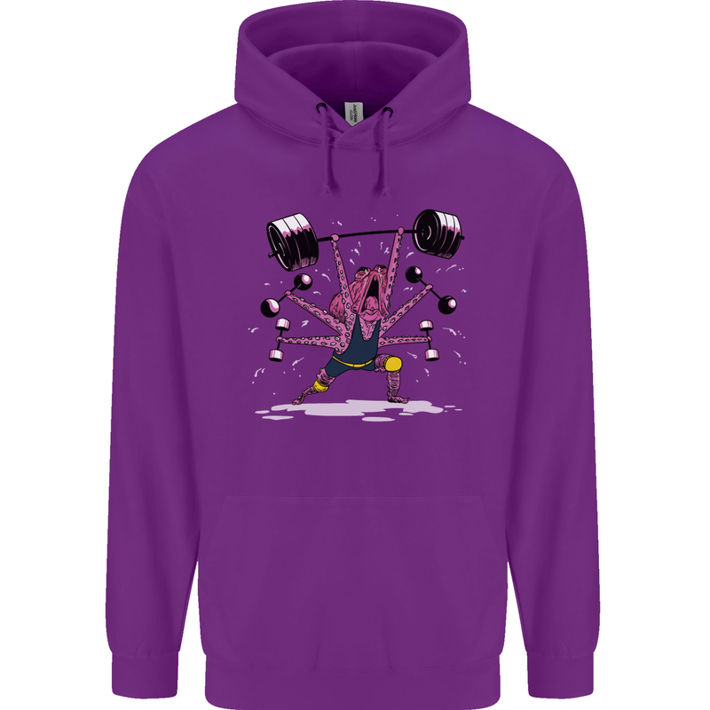 Octopus Gym Training Top Bodybuilding Childrens Kids Hoodie Purple