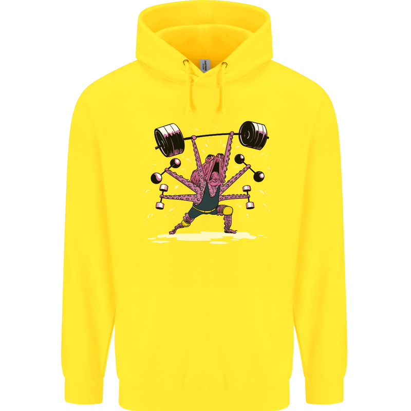 Octopus Gym Training Top Bodybuilding Childrens Kids Hoodie Yellow