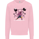 Octopus Gym Training Top Bodybuilding Kids Sweatshirt Jumper Light Pink