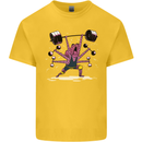 Octopus Gym Training Top Bodybuilding Kids T-Shirt Childrens Yellow