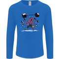 Octopus Gym Training Top Bodybuilding Mens Long Sleeve T-Shirt Royal Blue