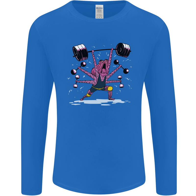 Octopus Gym Training Top Bodybuilding Mens Long Sleeve T-Shirt Royal Blue
