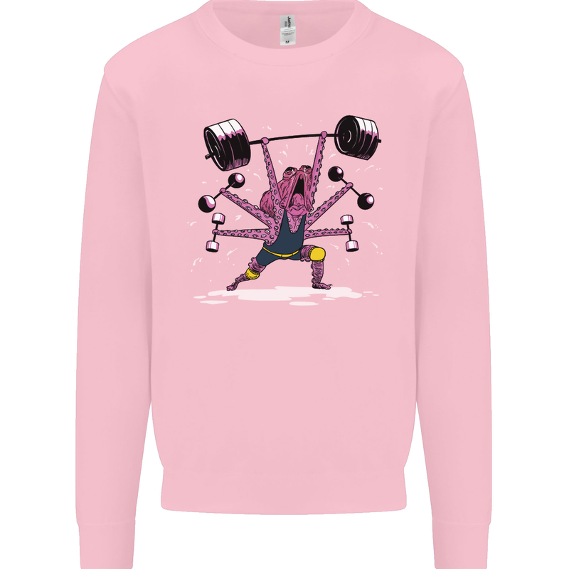 Octopus Gym Training Top Bodybuilding Mens Sweatshirt Jumper Light Pink