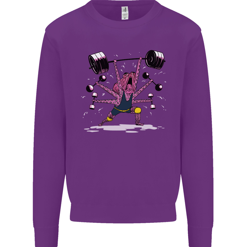 Octopus Gym Training Top Bodybuilding Mens Sweatshirt Jumper Purple