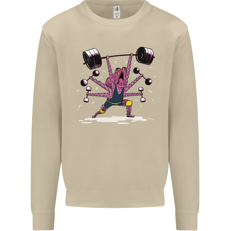 Octopus Gym Training Top Bodybuilding Mens Sweatshirt Jumper Sand