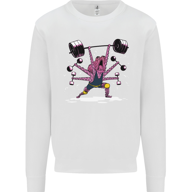 Octopus Gym Training Top Bodybuilding Mens Sweatshirt Jumper White