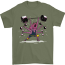Octopus Gym Training Top Bodybuilding Mens T-Shirt Cotton Gildan Military Green