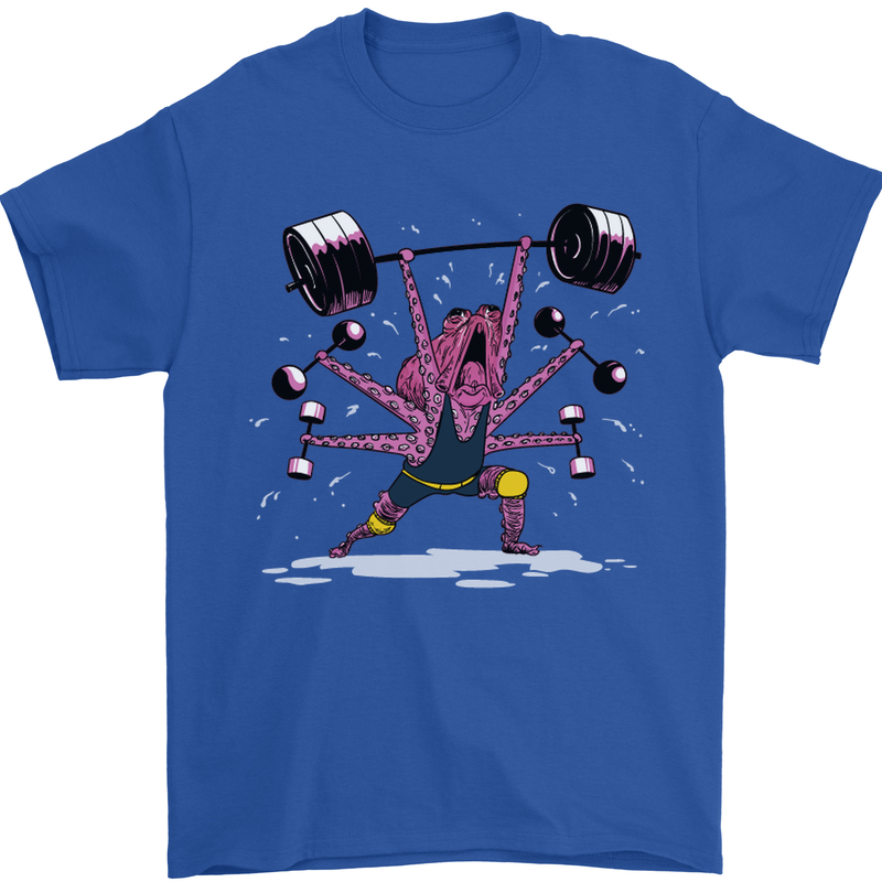 Octopus Gym Training Top Bodybuilding Mens T-Shirt Cotton Gildan Royal Blue