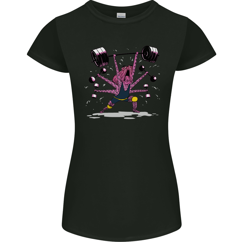Octopus Gym Training Top Bodybuilding Womens Petite Cut T-Shirt Black