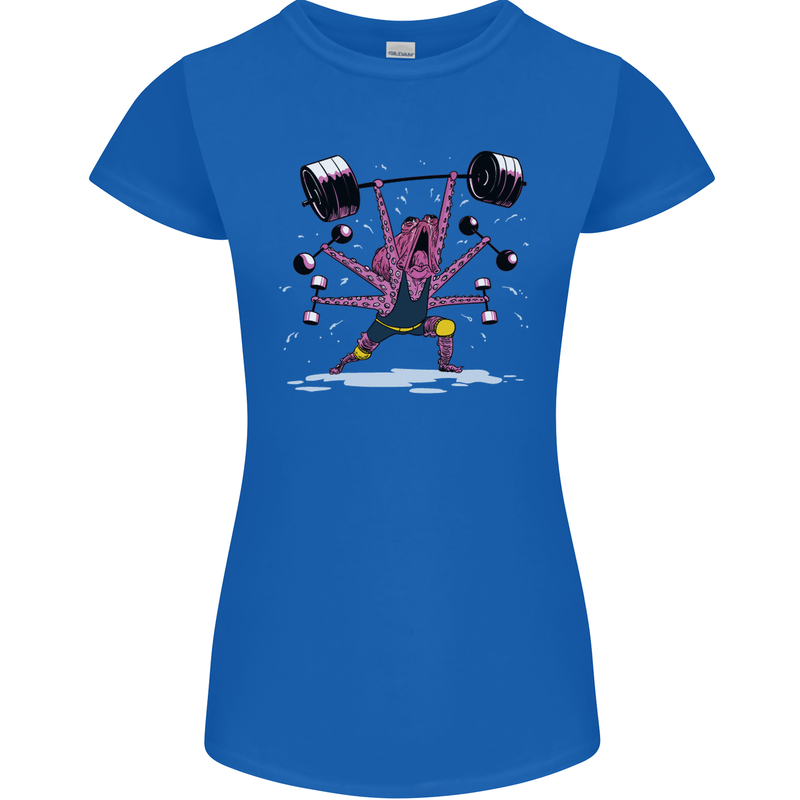 Octopus Gym Training Top Bodybuilding Womens Petite Cut T-Shirt Royal Blue