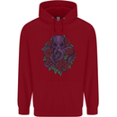 Octopus Skull Cthulhu Kraken With Roses Childrens Kids Hoodie Red