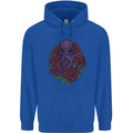 Octopus Skull Cthulhu Kraken With Roses Childrens Kids Hoodie Royal Blue