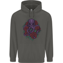 Octopus Skull Cthulhu Kraken With Roses Childrens Kids Hoodie Storm Grey