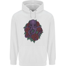Octopus Skull Cthulhu Kraken With Roses Childrens Kids Hoodie White