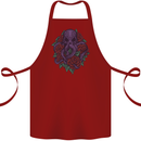 Octopus Skull Cthulhu Kraken With Roses Cotton Apron 100% Organic Maroon