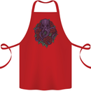 Octopus Skull Cthulhu Kraken With Roses Cotton Apron 100% Organic Red