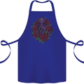 Octopus Skull Cthulhu Kraken With Roses Cotton Apron 100% Organic Royal Blue