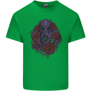 Octopus Skull Cthulhu Kraken With Roses Kids T-Shirt Childrens Irish Green
