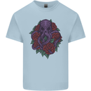 Octopus Skull Cthulhu Kraken With Roses Kids T-Shirt Childrens Light Blue