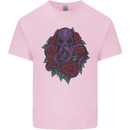 Octopus Skull Cthulhu Kraken With Roses Kids T-Shirt Childrens Light Pink