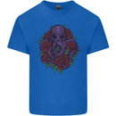 Octopus Skull Cthulhu Kraken With Roses Kids T-Shirt Childrens Royal Blue