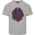 Octopus Skull Cthulhu Kraken With Roses Kids T-Shirt Childrens Sports Grey