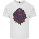 Octopus Skull Cthulhu Kraken With Roses Kids T-Shirt Childrens White