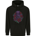 Octopus Skull Cthulhu Kraken With Roses Mens 80% Cotton Hoodie Black