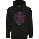 Octopus Skull Cthulhu Kraken With Roses Mens 80% Cotton Hoodie Black