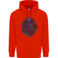 Octopus Skull Cthulhu Kraken With Roses Mens 80% Cotton Hoodie Bright Red
