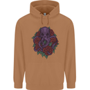 Octopus Skull Cthulhu Kraken With Roses Mens 80% Cotton Hoodie Caramel Latte