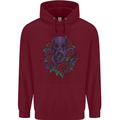 Octopus Skull Cthulhu Kraken With Roses Mens 80% Cotton Hoodie Maroon