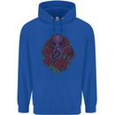 Octopus Skull Cthulhu Kraken With Roses Mens 80% Cotton Hoodie Royal Blue