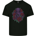 Octopus Skull Cthulhu Kraken With Roses Mens Cotton T-Shirt Tee Top Black