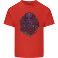 Octopus Skull Cthulhu Kraken With Roses Mens Cotton T-Shirt Tee Top Red