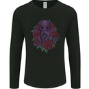 Octopus Skull Cthulhu Kraken With Roses Mens Long Sleeve T-Shirt Black