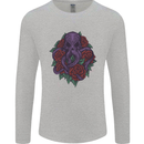 Octopus Skull Cthulhu Kraken With Roses Mens Long Sleeve T-Shirt Sports Grey